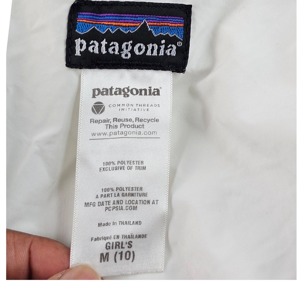 Patagonia Fleece Jacket Girls M/10 White Long Sleeve Mock Neck Button Front - Picture 3 of 10